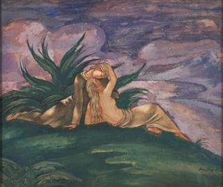 Eugeniusz Zak - The Lovers framed 46.0 x 53.0 x 3.0 cm (18 1/8 x 20 3/4 x 1 1/4 in).