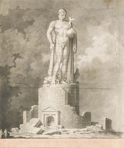 Eurimond-Alexandre Petitot - Monument Surmonté D\'Une Statue D\'Hercule Portant Un Globe Sur Lequel Se Tient Une Allégorie de La Fortune