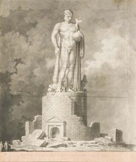Eurimond-Alexandre Petitot - Monument Surmonté D\'Une Statue D\'Hercule Portant Un Globe Sur Lequel Se Tient Une Allégorie de La Fortune