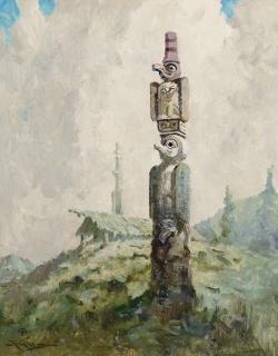 Eustace Paul Ziegler - Totem and cabin