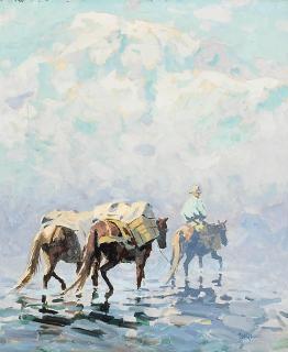 Eustace Paul Ziegler - Trapper with Two Pack Mules