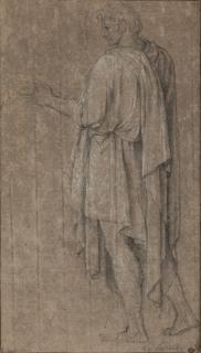 Eustache Le Sueur - Study of a man, seen from behind, his head turned to the left and arm outstretched