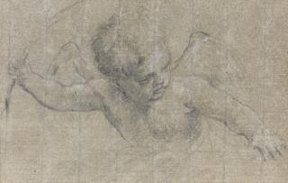 Eustache Le Sueur - Study Of A Putto Holding A Palm