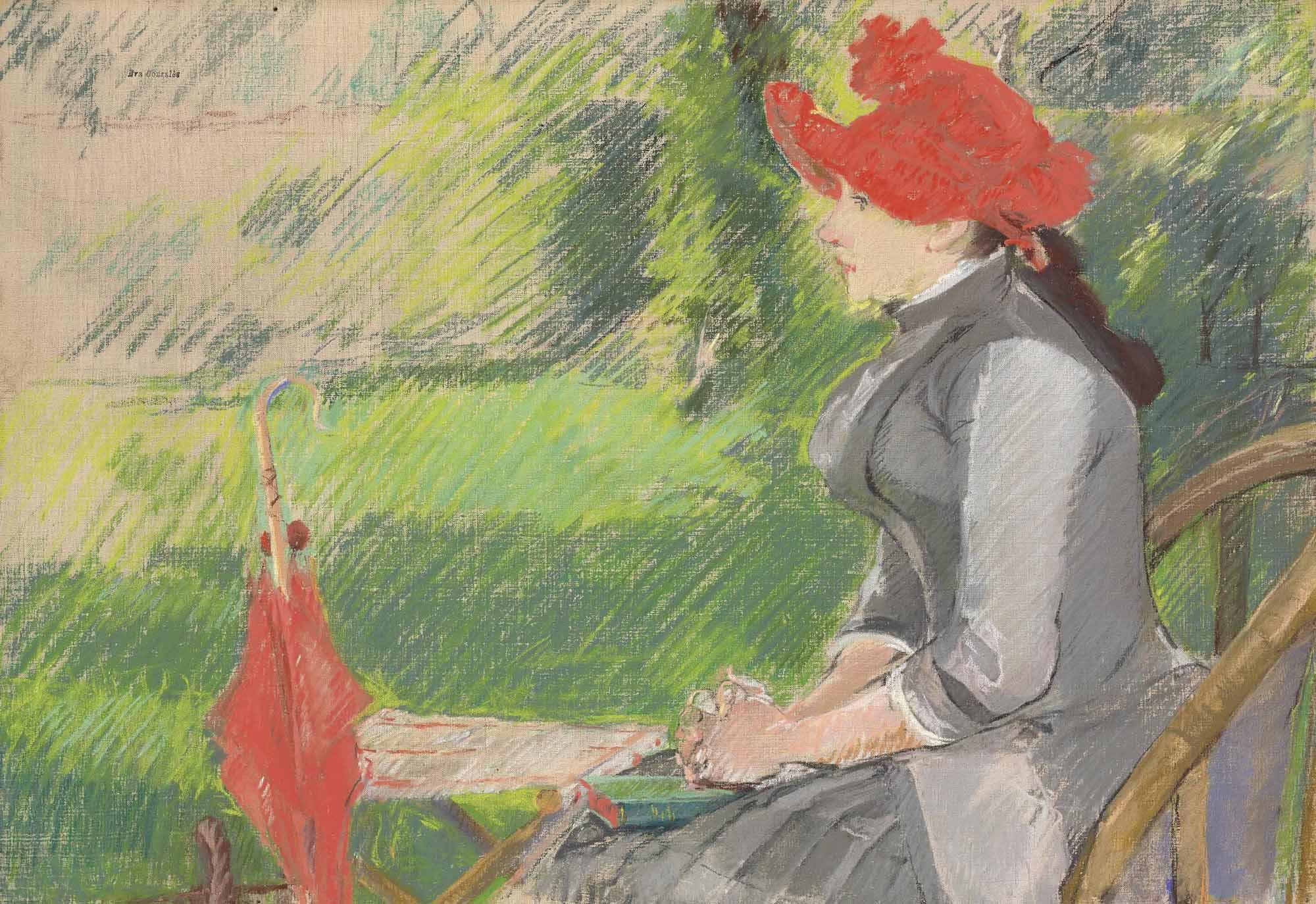 Eva Gonzalès - La lecture au jardin (Femme au chapeau rouge)