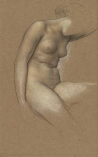 Evelyn De Morgan - Female nude study for \'Moonbeams dipping into the sea\'