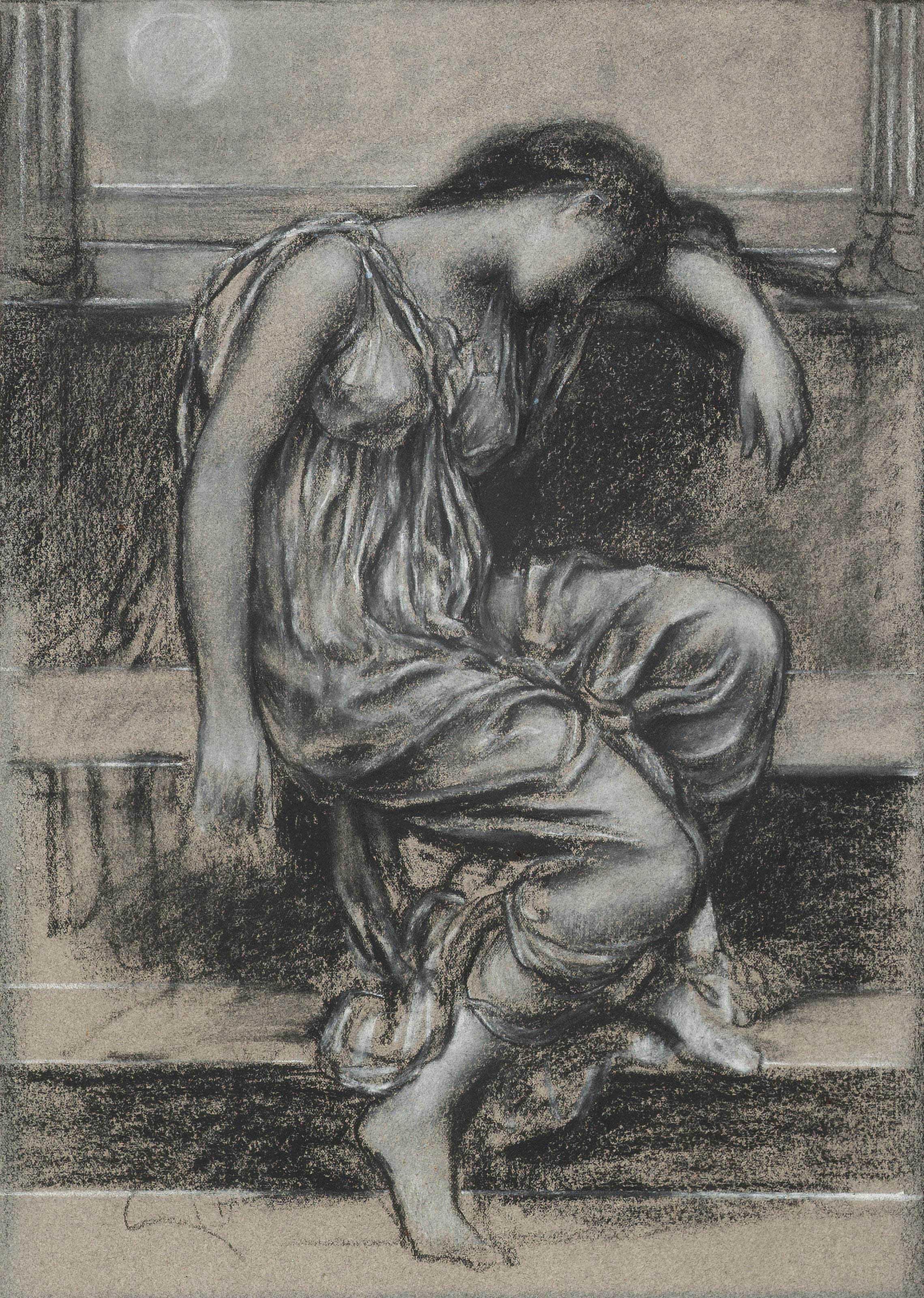 Evelyn de Morgan - Grief: A study for \'In Memorium\'