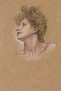 Evelyn De Morgan - Study of a woman\'s head, in profile to the right