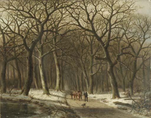 Everardus Benedictus Gregorius Pagano Mirani - A woodcutter with a mallejan in a winter forest