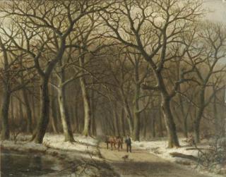 Everardus Benedictus Gregorius Pagano Mirani - A woodcutter with a mallejan in a winter forest