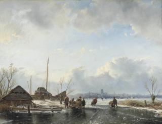 Everardus Benedictus Gregorius Pagano Mirani - Skating on the ice near Dordrecht