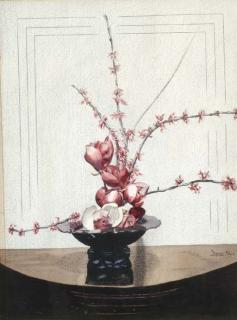 Everett Shinn - Blossoms in a lacquered vase