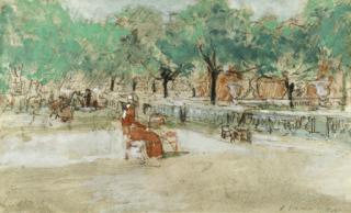 Everett Shinn - On the Terrace of the Luxembourg Gardens, Paris