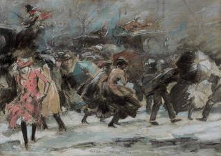 Everett Shinn - Snowstorm Broadway
