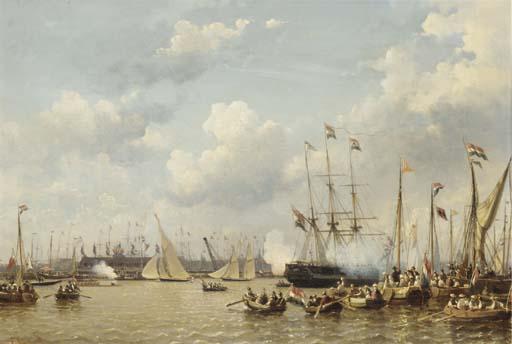 Everhardus Koster - A regatta on the IJ, Amsterdam