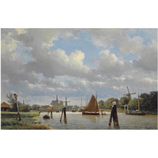 Everhardus Koster - Dutch A River Landscape Near Haarlem