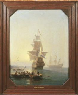 Everhardus Koster - The arrival of a V.O.C. ship in an African harbour