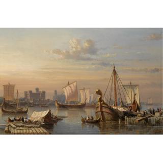 Everhardus Koster - Viking Ships On The River Thames