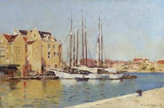 Evert Jan Ligtelijn - A harbourscene, Curaçao