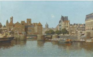 Evert Jan Ligtelijn - Summer: The Damrak with the Beurs van Berlage, Amsterdam