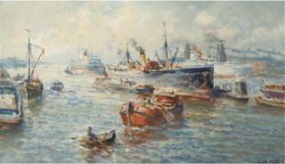 Evert Moll - A Busy Day At Rotterdam Harbour