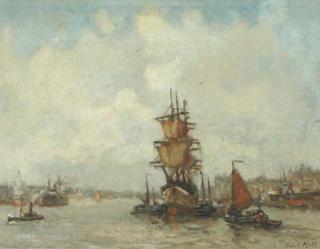 Evert Moll - A busy harbour, Rotterdam