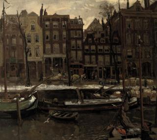 Evert Moll - A canal scene in winter
