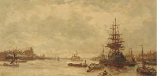 Evert Moll - A three-master in Rotterdam harbour