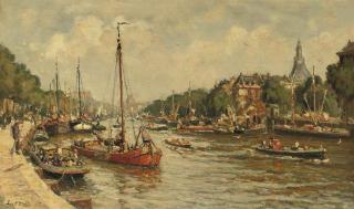 Evert Moll - A view of the Leuvehaven, Rotterdam
