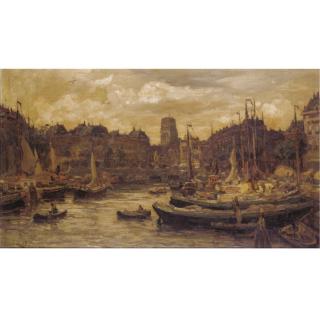 Evert Moll - Busy Harbour Scene