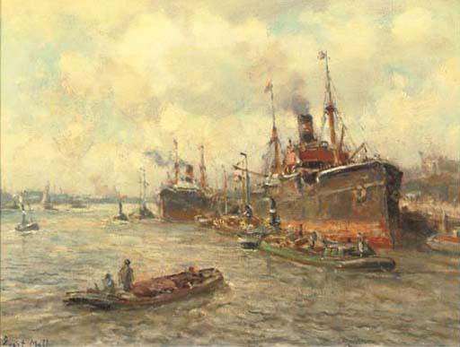 Evert Moll - Ships In The Harbour of Rotterdam