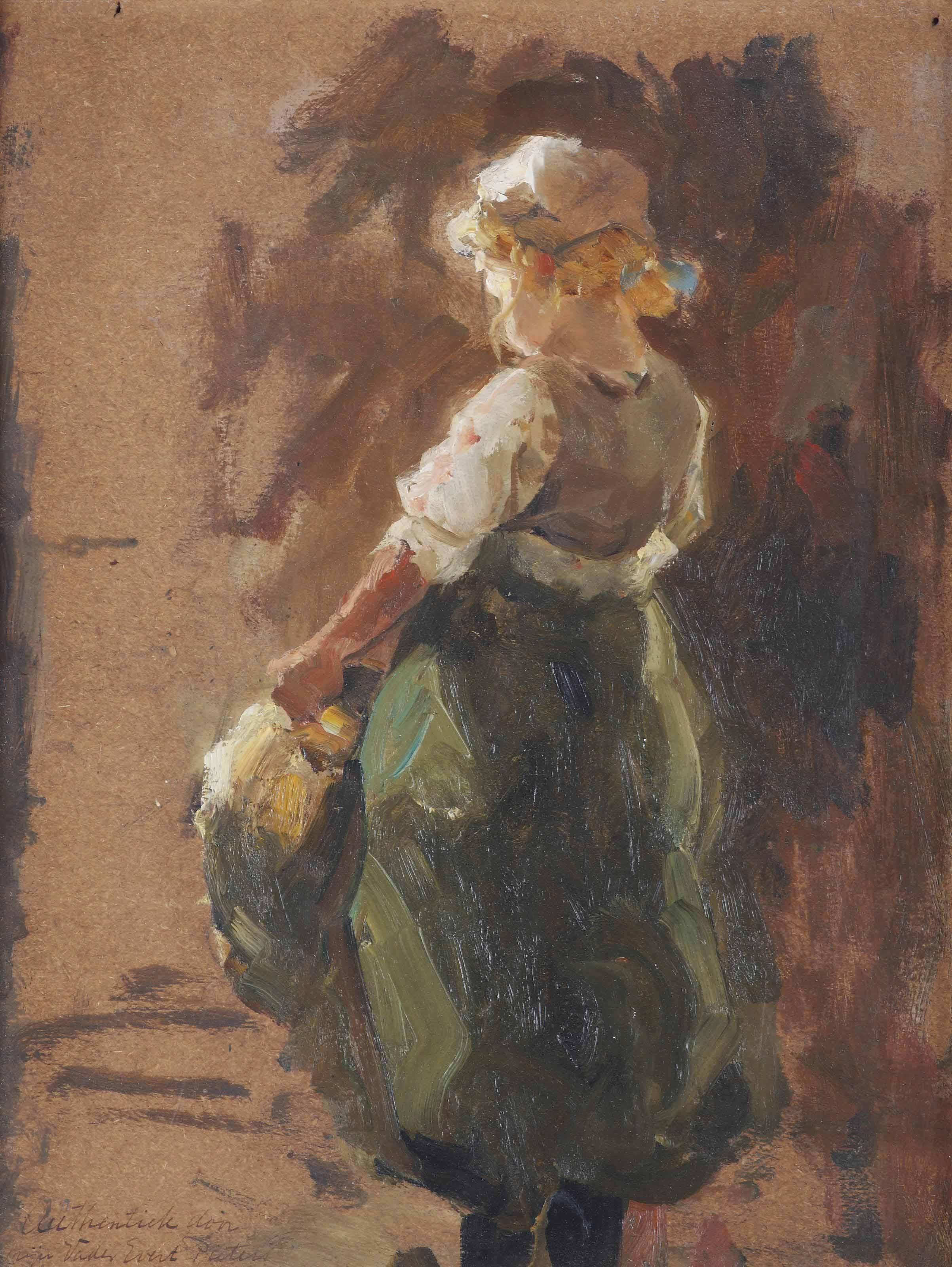 Evert Pieters - A Girl With A Basket - Sketch
