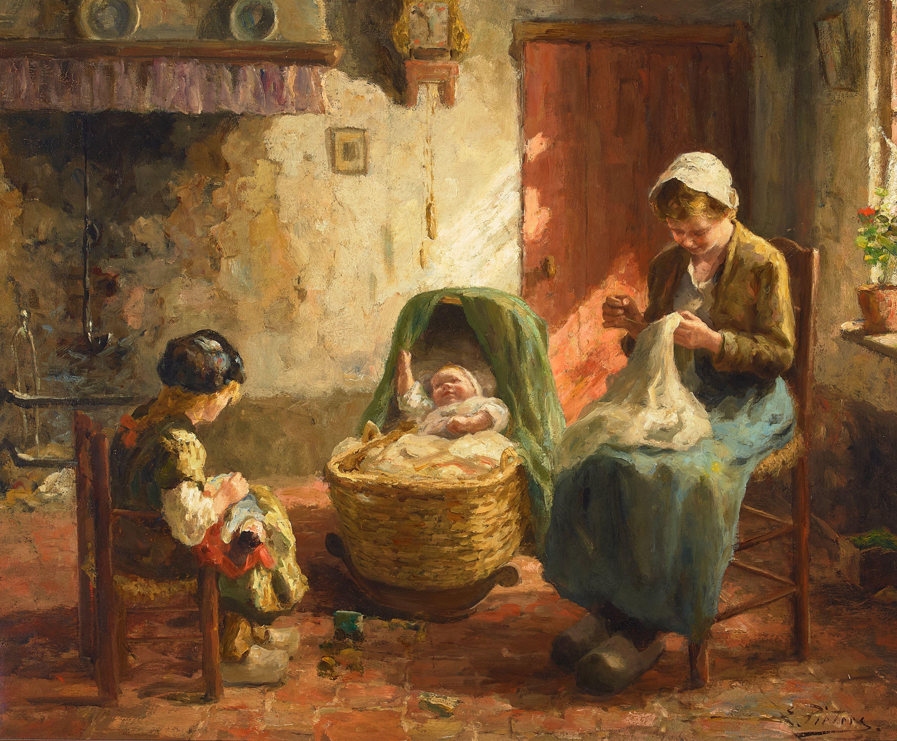 Evert Pieters - Interior scene with women sewing