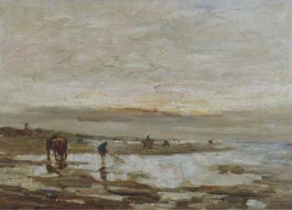 Evert Pieters - On the beach at sunset