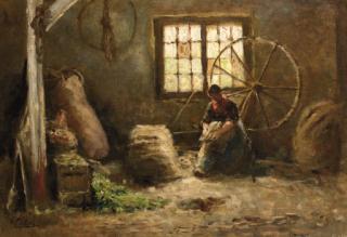 Evert Pieters - Wolkamster: A peasantwoman combing wool