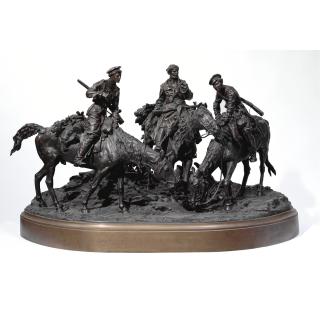 Evgeni Lanceray - A Russian Bronze Group: Cossacks On The Banks Of The Don