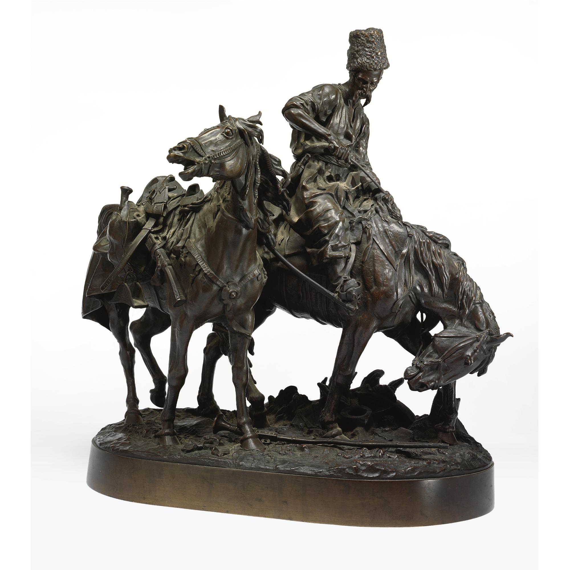 Evgeni Lanceray - A Russian Bronze Group: Zaporezh Cossack After Battle