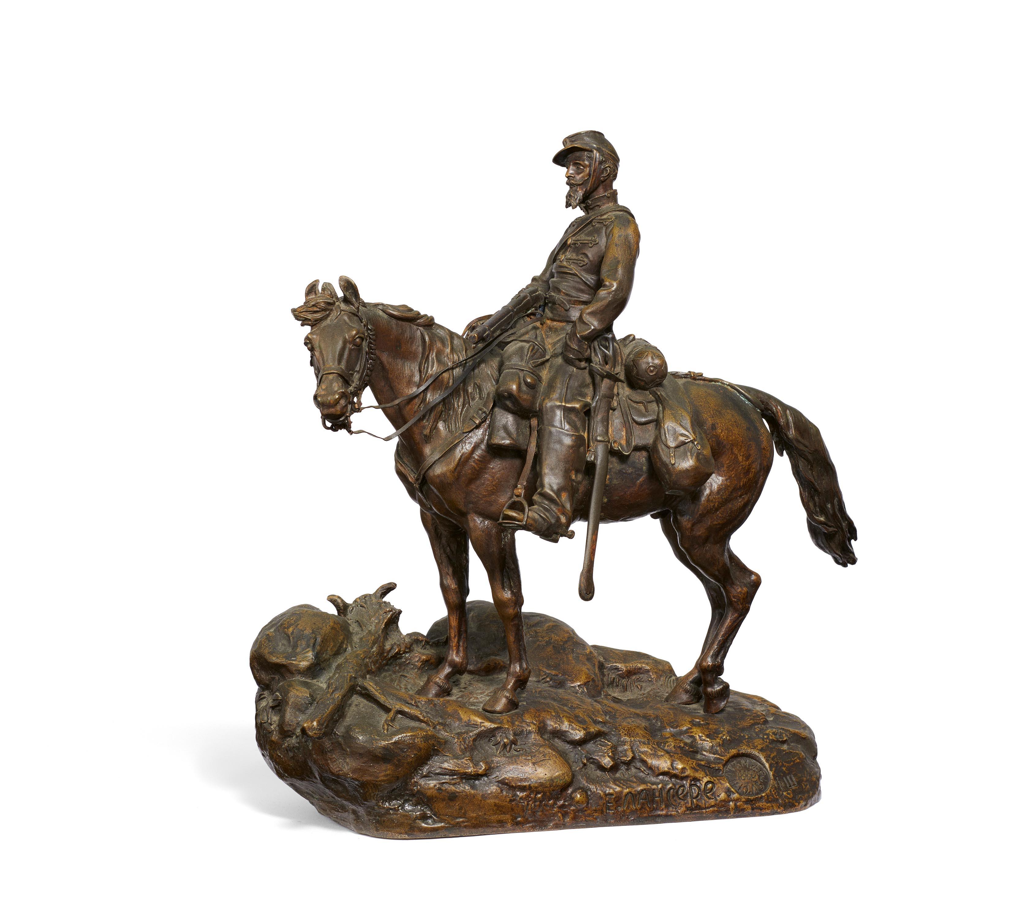 Evgenij Aleksandrovic Lansere - Berittener Soldat mit Gewehr.