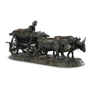 Evgeny Lanceray - A Bronze Group Of A Chumak Driving Oxen