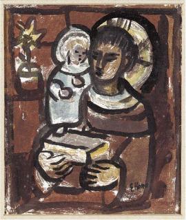 Evie Sydney Hone, H.R.H.A. - St. Anthony of Padua; Design for a stained glass panel
