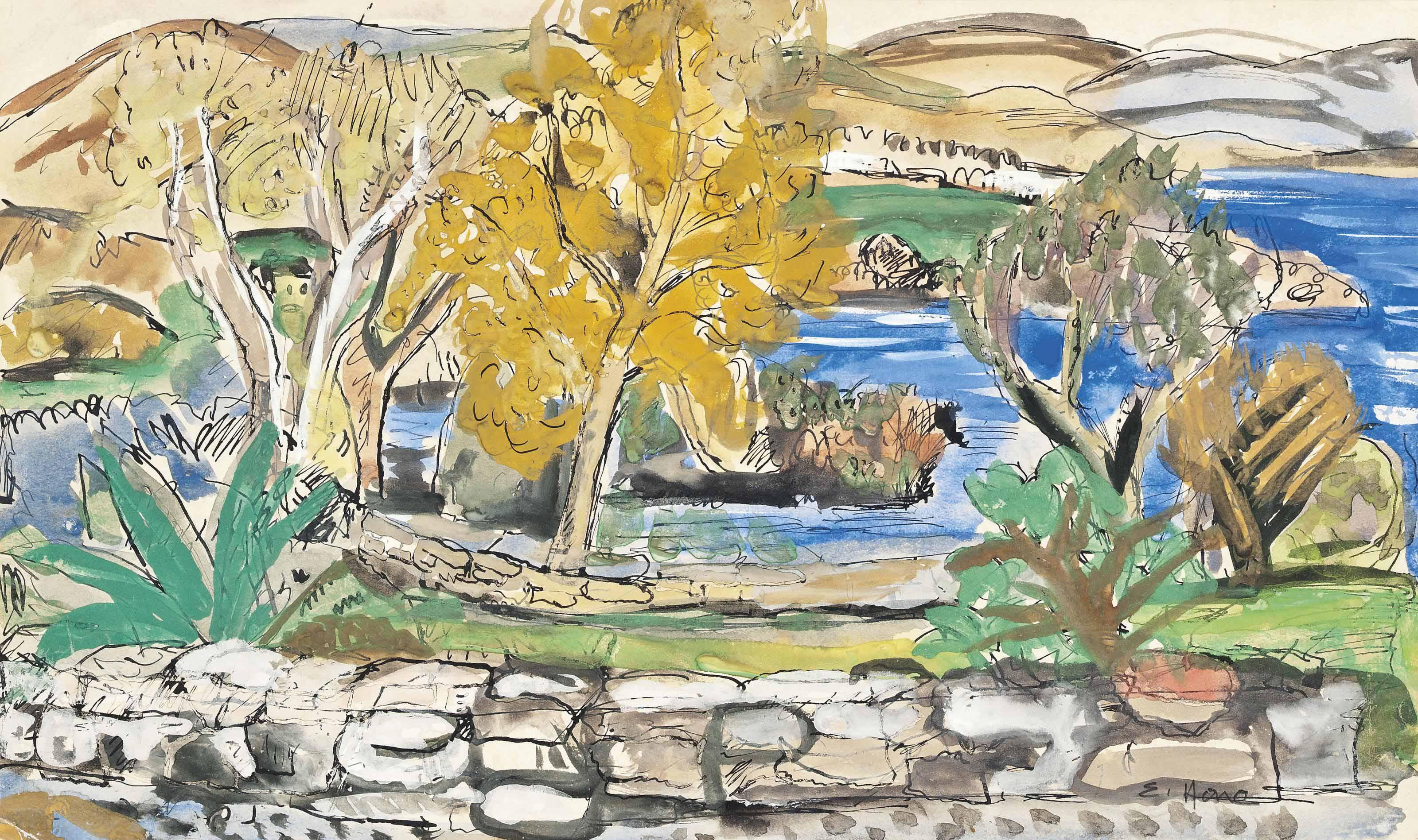 Evie Sydney Hone, H.R.H.A. - Trees by a Lough