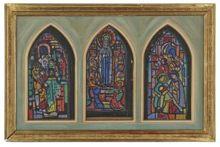 Evie Sydney Hone, H.R.H.A. - Triptych: Pentecost, study for a stained glass window at Blackrock College, Co. Dublin