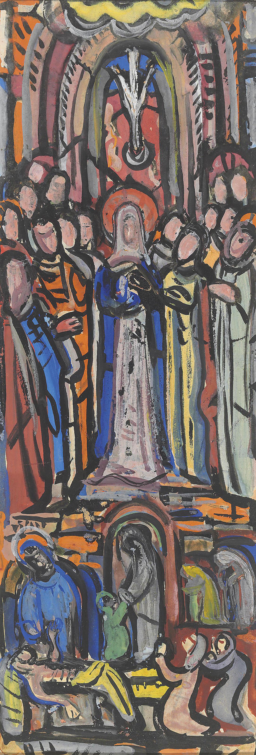 Evie Sydney Hone - Study for a stained glass window at Tullabeg: Descent of the Holy Spirit