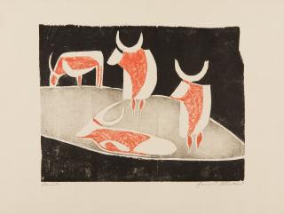 Ewald Mataré - Vier Kühe auf der Weide („Weide“).