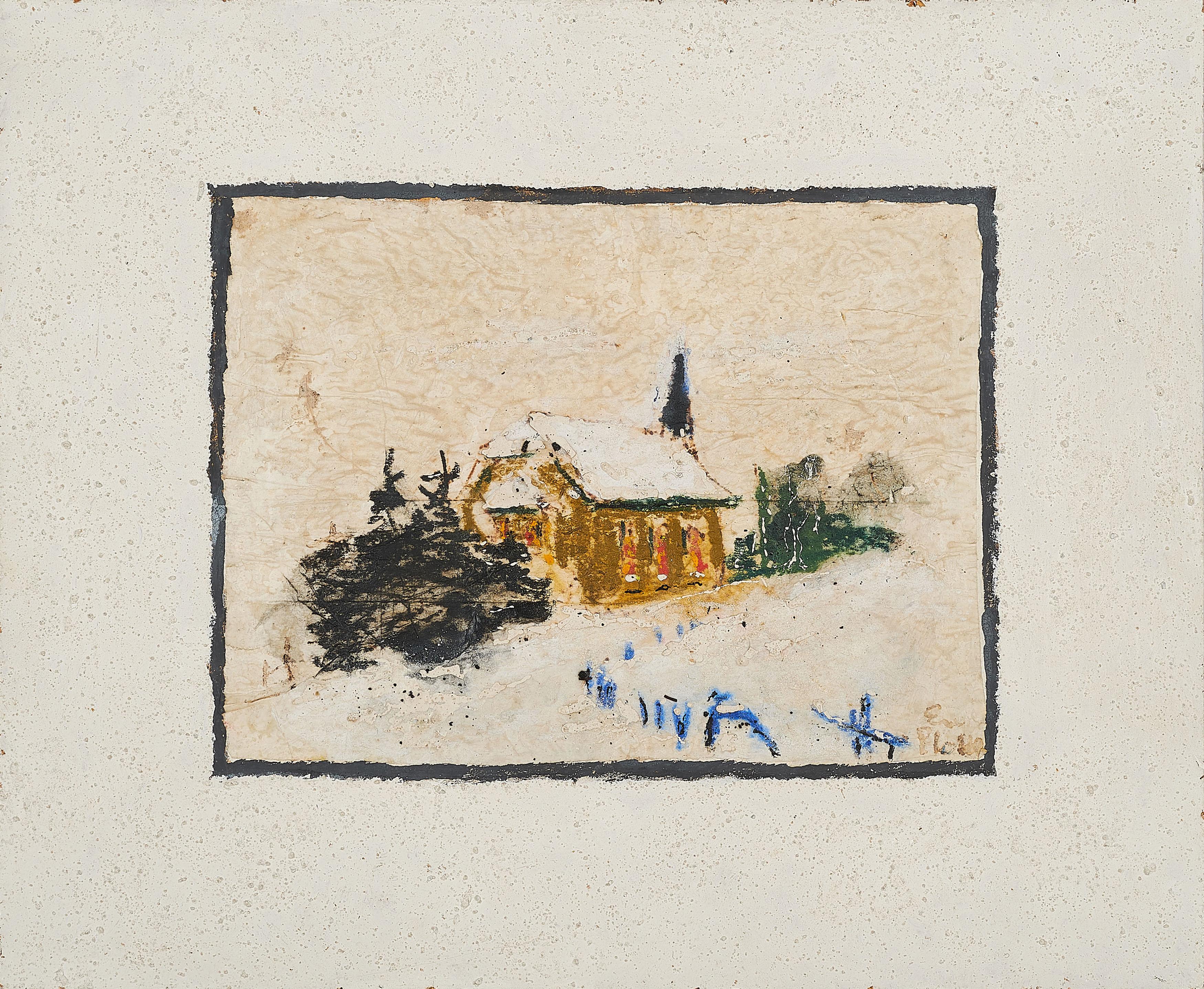 Ewald Platte - Schneelandschaft mit Kirche.