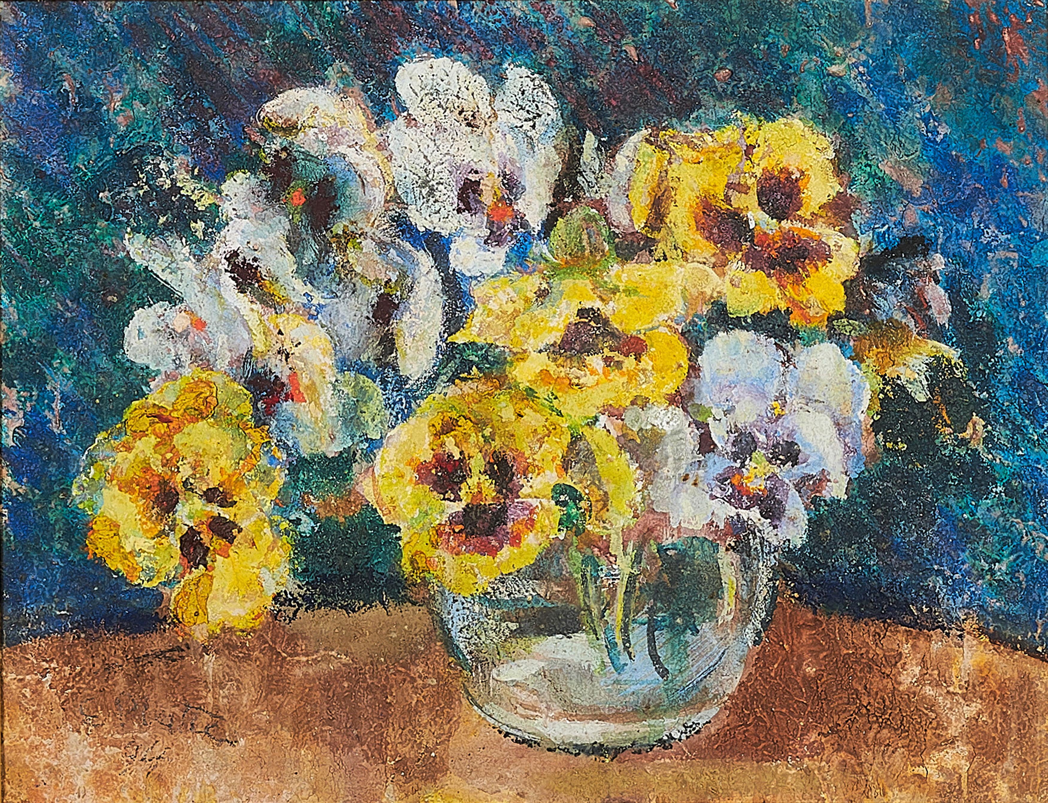 Ewald Platte - Stillleben mit Stiefmütterchen.