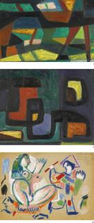 Ezekiel Baroukh - Egyptiani) Untitled (Abstract Composition)  Ii) Untitled (Abstract Composition)  Iii) Untitled (Woman Sitting)