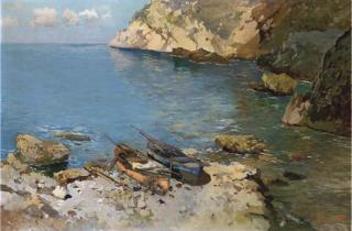 Ezelino Briante - Barche fra le rocce