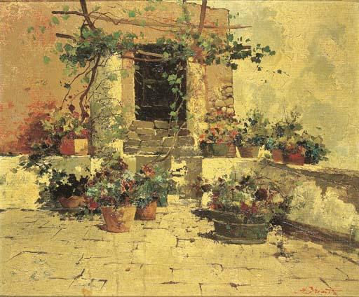 Ezelino Briante - Cortile fiorito