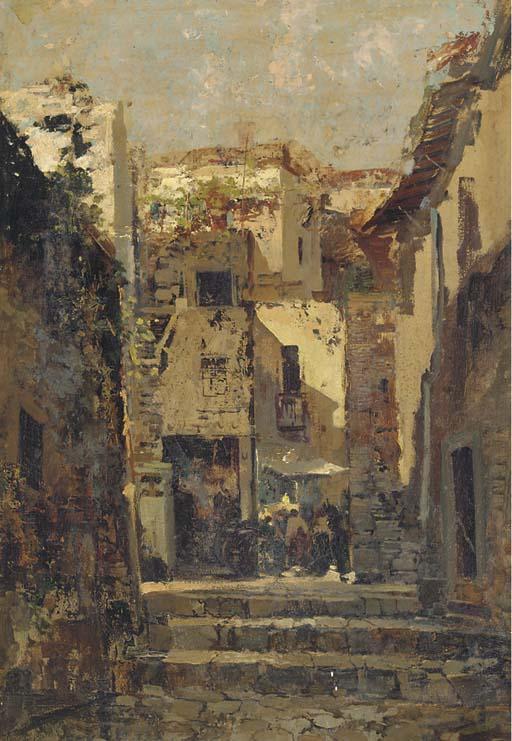 Ezelino Briante - View of An Alleyway, Capri