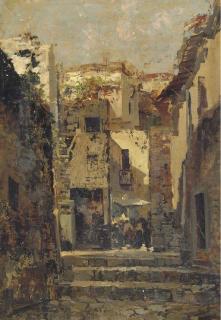 Ezelino Briante - View of An Alleyway, Capri